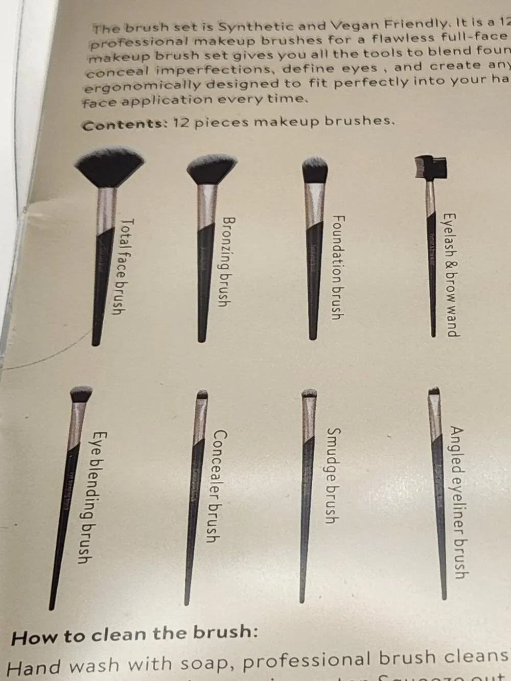 Twelve piece Face & Eye brush collection Vegan NIP